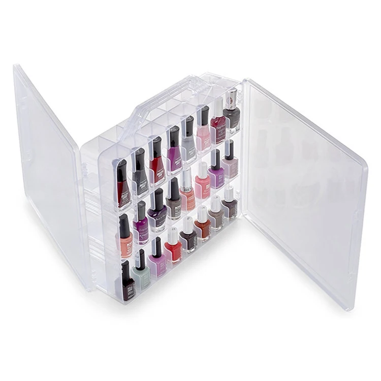 

Wholesale Transparent Portable 48 Compartment Nail Polish Storage Box