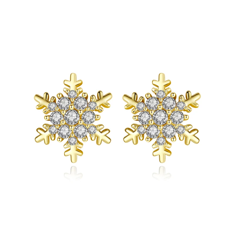 

LUOTEEMI Pretty Snow A AA Cubic Zircon Stud Snowflakes Earring for Girl Cute Elegant Christmas Jewelry Gift