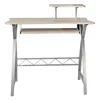 Practical metal frame study desk wooden computer table with keyboard tray