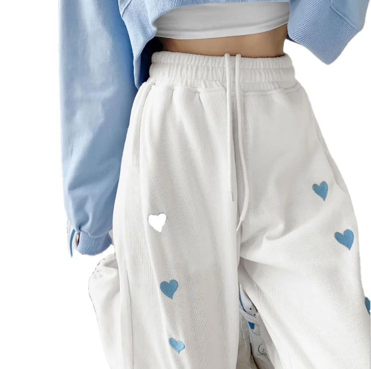 

spring High Waisted Elastic Female Pants Stretch Woman Pencil Pants Pants Casual high quality Love pattern, Gray/white/black