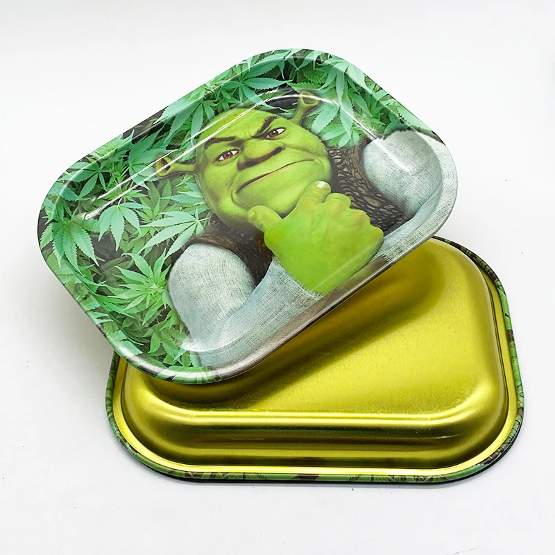 
New Arrival Custom Logo Smoking Tray Metal Rolling Trays Hero Cartoon Graphic Herb Tobacco Weed Rolling Trays With Magnetic Lid 