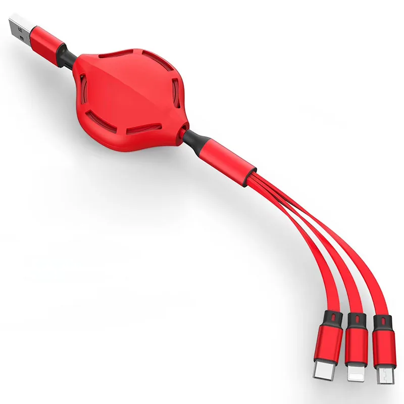 

Universal Data Line Data Charging Line Usb Cable Type-c Micro Silicone 3 in 1 for Android Iphone Samsung Mobile Phone POWER Bank, Black/white/red/blue/green etc