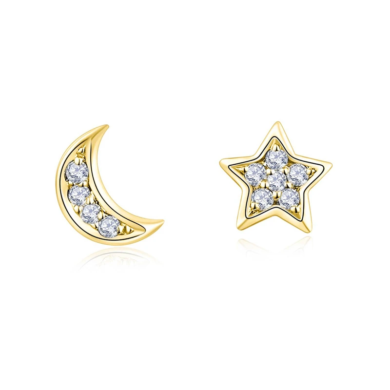 

ROXI Fashion ins style star moon diamond s925 sterling silver stud earrings