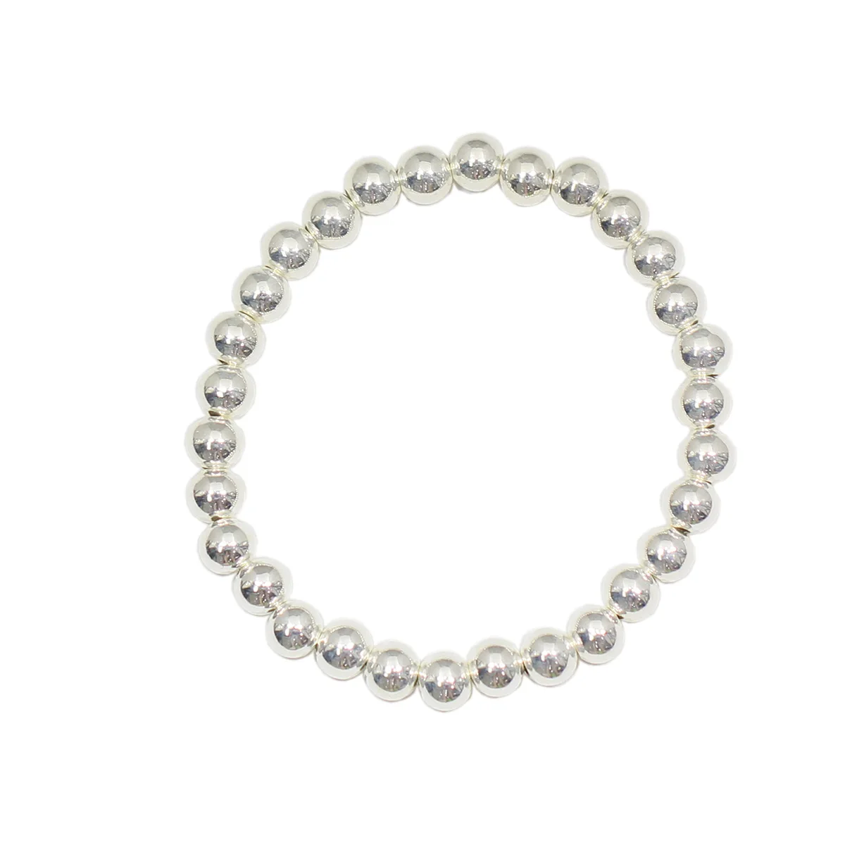 Beadsnice  Silver Beaded Stretch Bracelet Stackable Bracelets