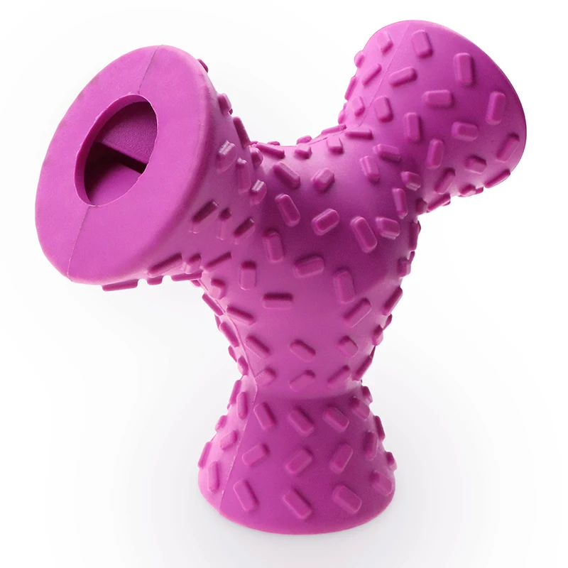 
OEM/ODM Pet Toys Rubber indestructible dog toys Three-sided dog food chewing toys 