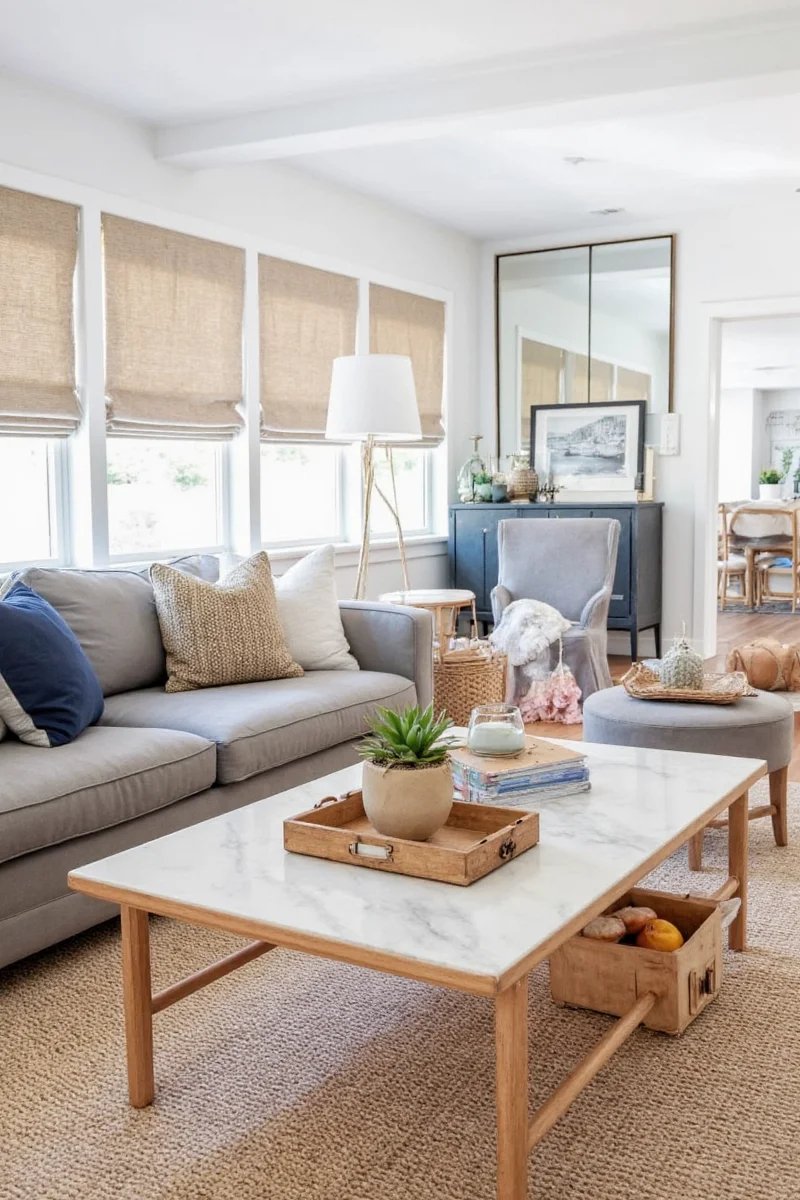 Modern sectional sofa with built-in storage and lamps