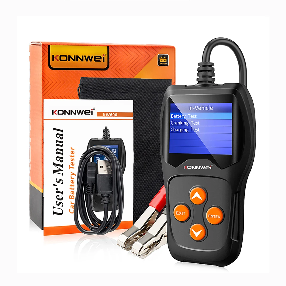 KW600 Bateria De Carro Veículo Moto Testador de diagnóstico 12V Digital Analisador De Auto 