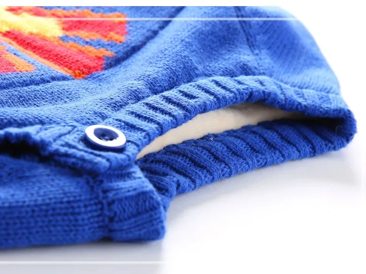 
cartoon jacquard thickening knit baby sweater rompers winter baby clothes baby romper 