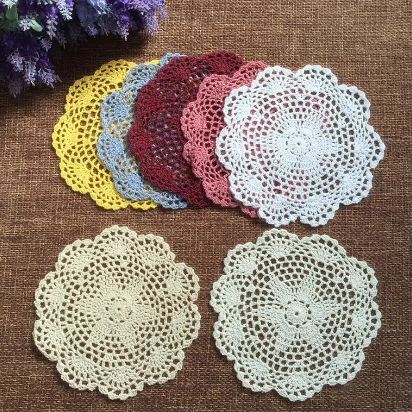 1pc Handmade Crochet Lace Cotton Table Cup Mats Doilies Placemat Coasters 