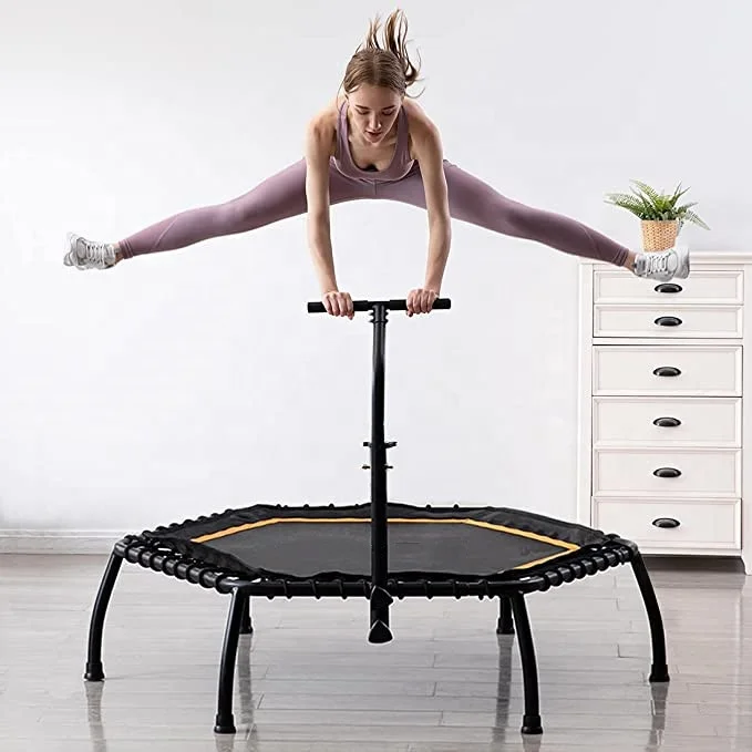 

Wellshow Sport Home Indoor Gym Hexagon Trampoline Adjustable Jumping Bed Fitness Mini Trampoline Bed With Spring, Customized color option