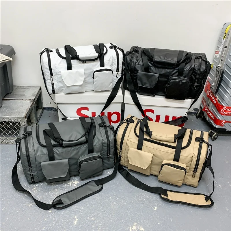 

Custom Multi Pocket Dry Wet Separation Large Heavy Duty Waterproof Sports Travel Tote Gym Duffel Bag with Side Mesh Pockets