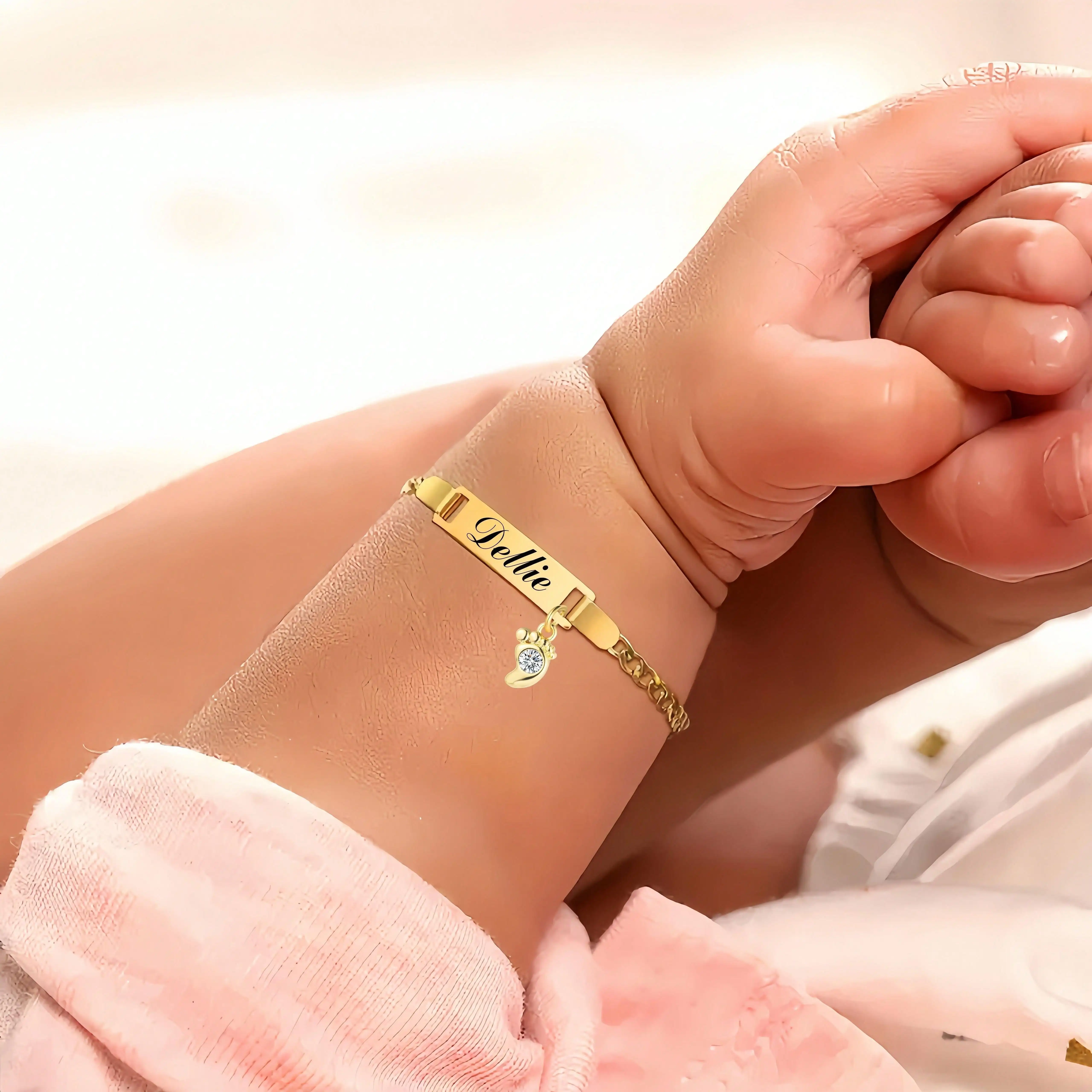 Customized Stainless Steel Laser Engraved Name Children's Bracelet