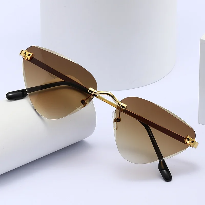 

CONCHEN NEW Designer Retro metal Frame Vintage Sunglasses Rimless Women Men shade Sunglasses