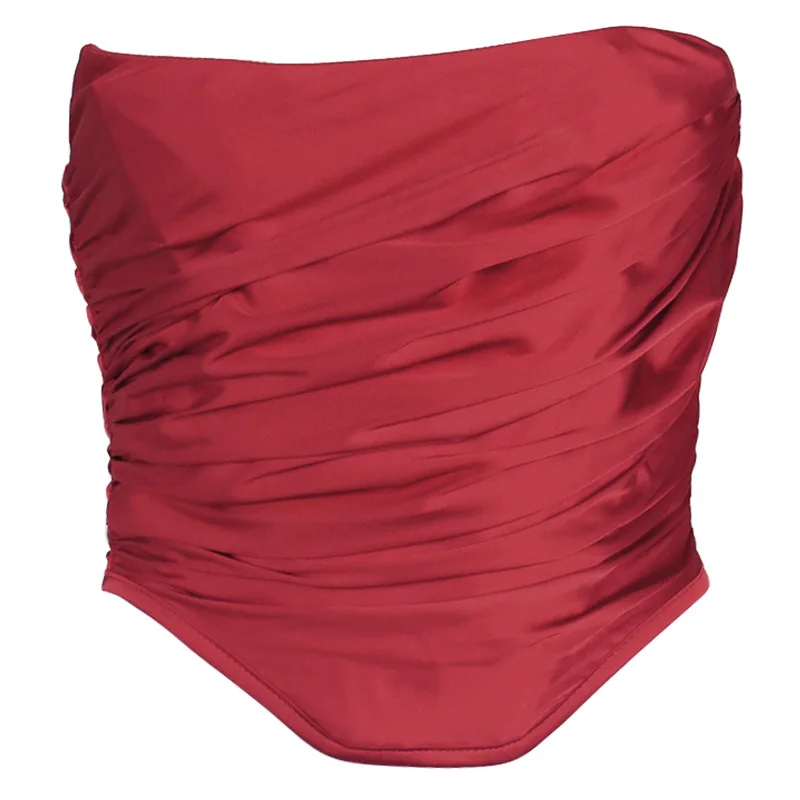 

European and American Women's Sexy Fashion Satin Off Shoulder Short Bra Vest Top