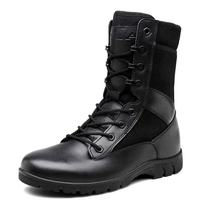 

New Product High Top Outdoor Army Men Genuine Leather Boots, Black,sand color