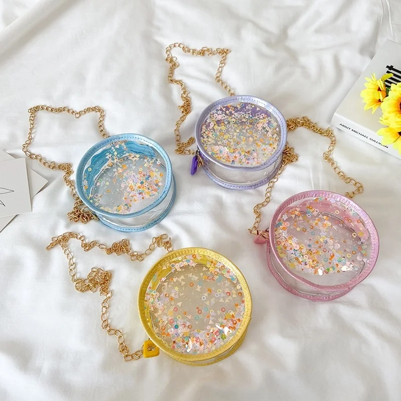 

Fashion girl shoulder bag 2022 summer new children's quicksand chain bag foreign style baby cute slung bag