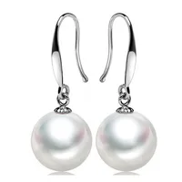 

Factory Direct Wholesale S925 Sterling Silver Freshwater Cultured Pearl 8/10mm Dangle Earrings with Zirconia Earrings for Women