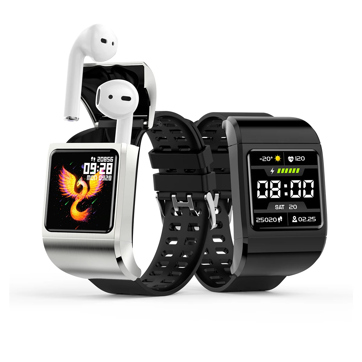 

Newest Arrival G36Pro 2 in 1 Smart Watch Wireless Earphone Heart Rate Monitor Full Touch Screen Music Fitness Watch with Headset, Black, silver,blue,pink