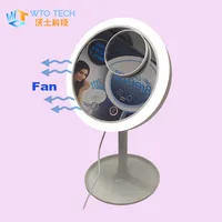 

180 Degree Adjustment 44 Bright Led Light Desktop Cosmetic Makeup Mirror With Fan