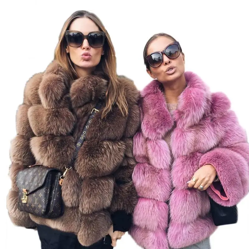 

Winter Thick Warm Women's 5 Rows Real Fox Fur Collared Coat Top Quality Fur Jacket Fashion Overcoat S7194, Customized color