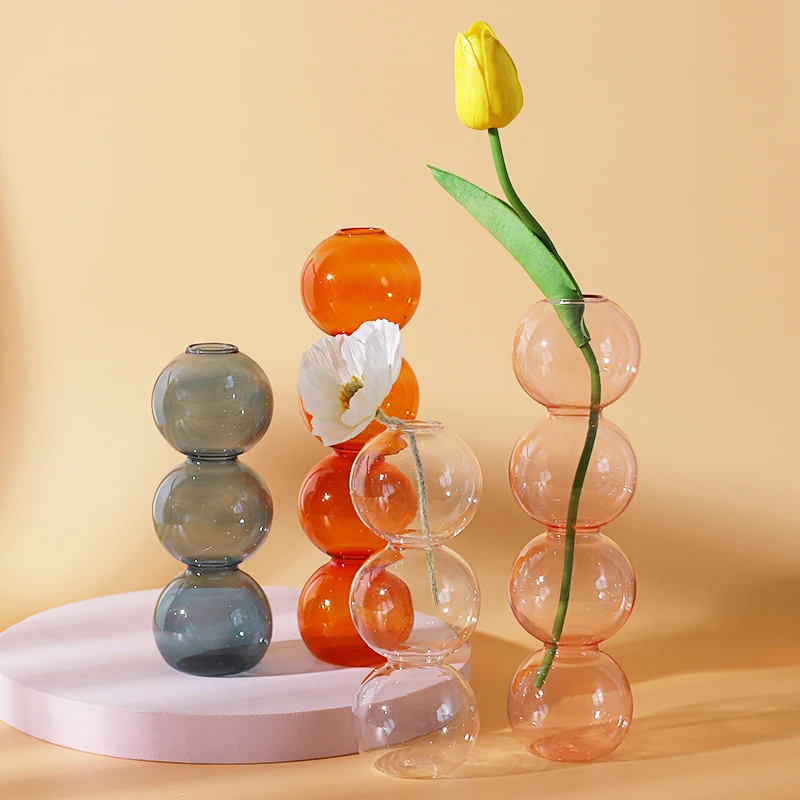 

Ins Style Colorful Transparent Glass Hydroponics Plant Arrangement Vase, Multi color