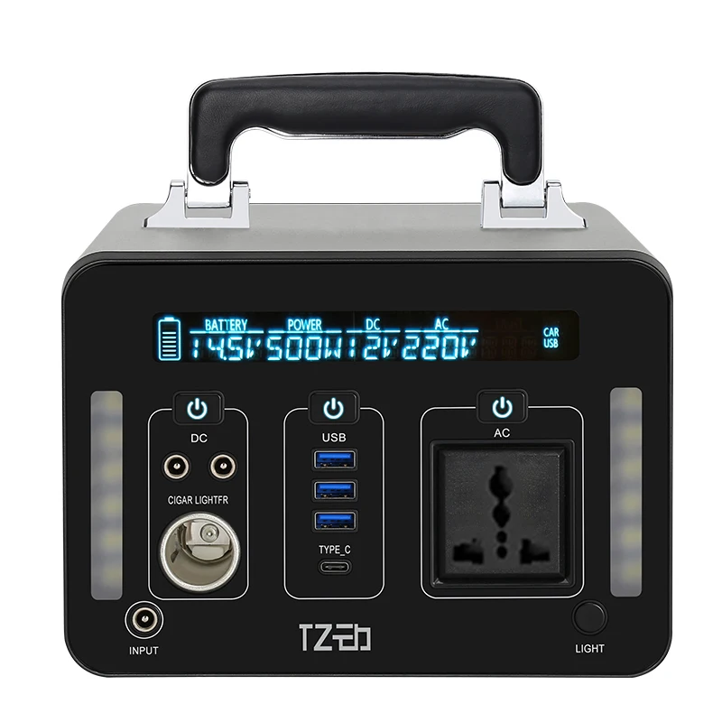 

high capacity 1000W solar outdoor power supply 500W portable power bank power station for camping food truck explorer phone, Sliver