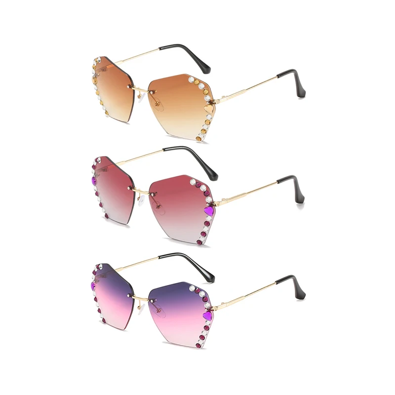 

WIIPU 2021 New Oversized Rimless Sunglasses Women Sexy Diamond Sun Glasses UV400 Eyewear occhiali da sole donna