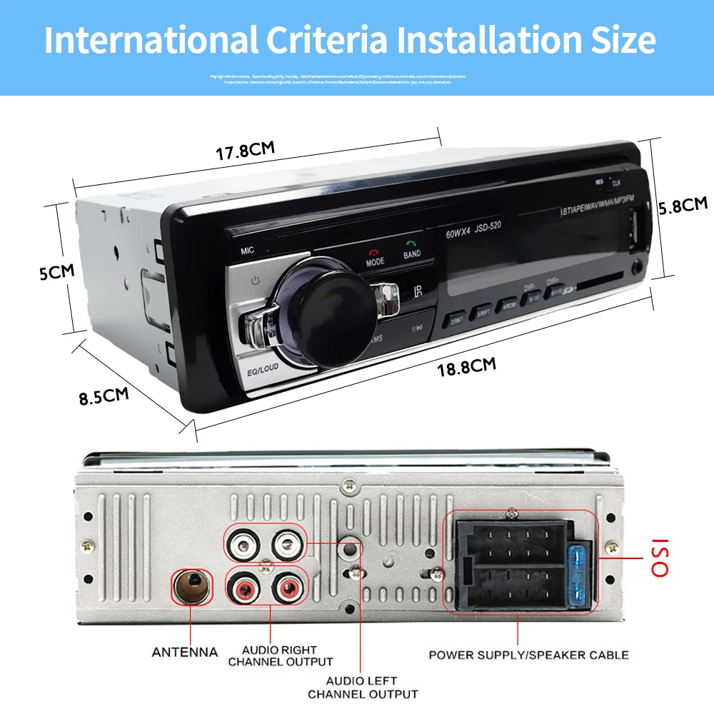 
audio stereo user manual song radio bluetooth usb tape car mp3 player 