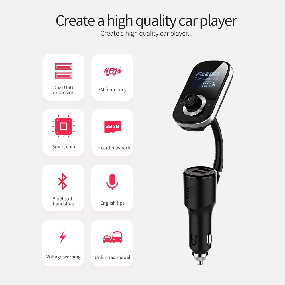 HY90   Handsfree Wireless BT Kit FM Transmitter 1.4 inch LCD Car MP3 Player USB Charger FM Modulator Car Accessories