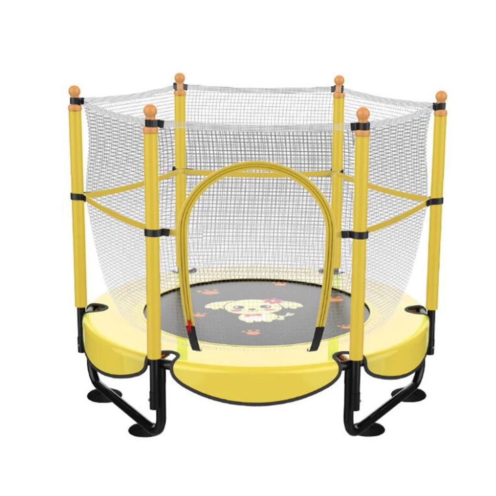 

assembly children trampoline park with net trampoline basketball hoop attachment, Pink, blue, yellow, or basketball stand