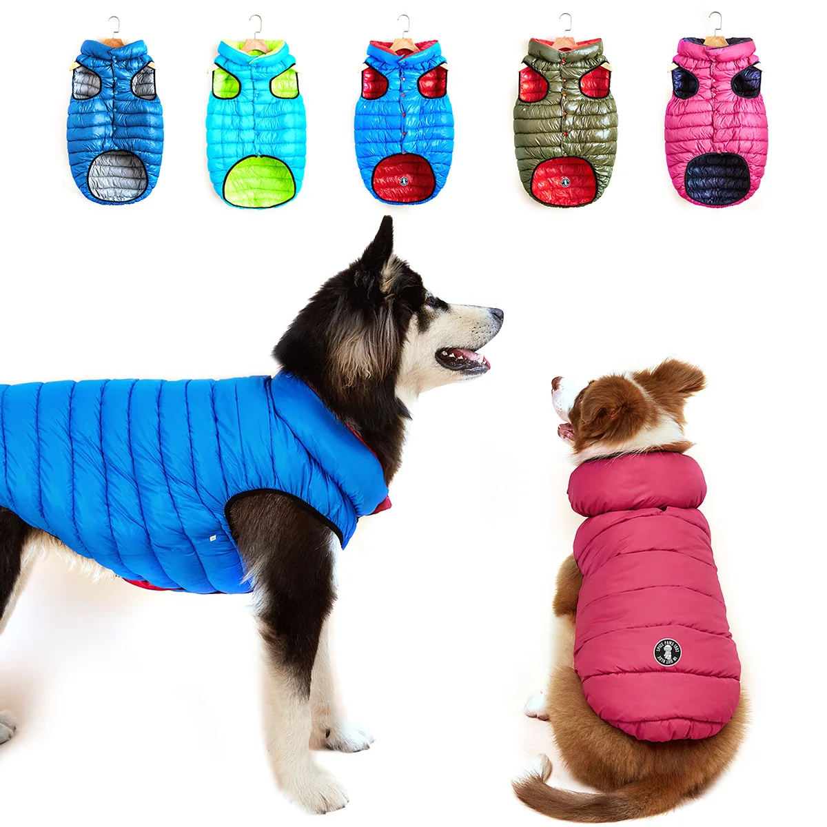 

Autumn and winter new pet dog clothes clash colors double to wear vest waterproof windproof down cotton