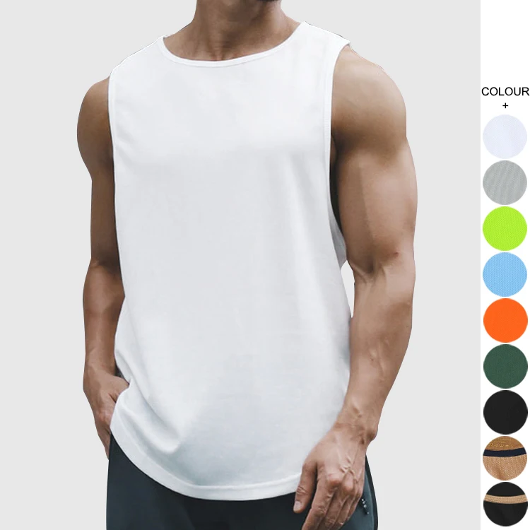 

Mens new design mens vest tops oversized gym wear big armhole open side tanks top singlets Quick Dry Stretchable Stringer, Customized color
