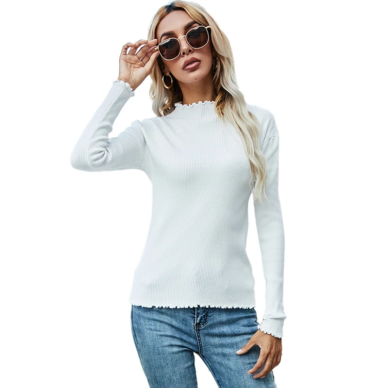 

Custom 2022 spring women's jumper pure color Half high neck girl sweaters cotton knitted pullover sweater for women, Customized color