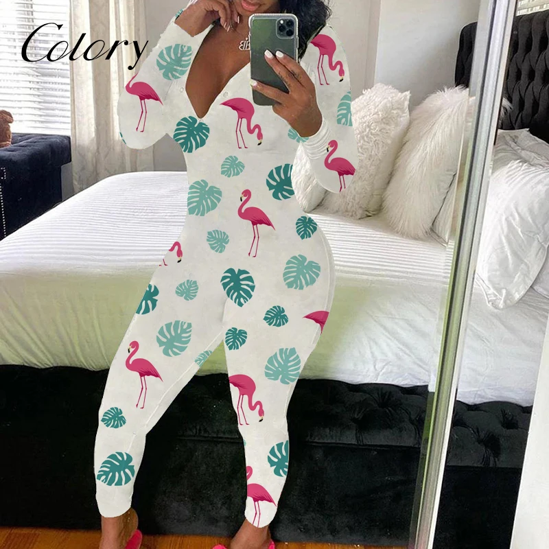 

Colory Onesie For Women Long Sleeve Sexy Onesie Woman Pajama Sleepwear, Customized color