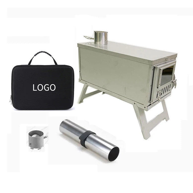 

Portable Outdoor Hiking Wooden Burned Camping Tent Stove Quick Release Backpacking Camping Titanium Tent Heating Stove