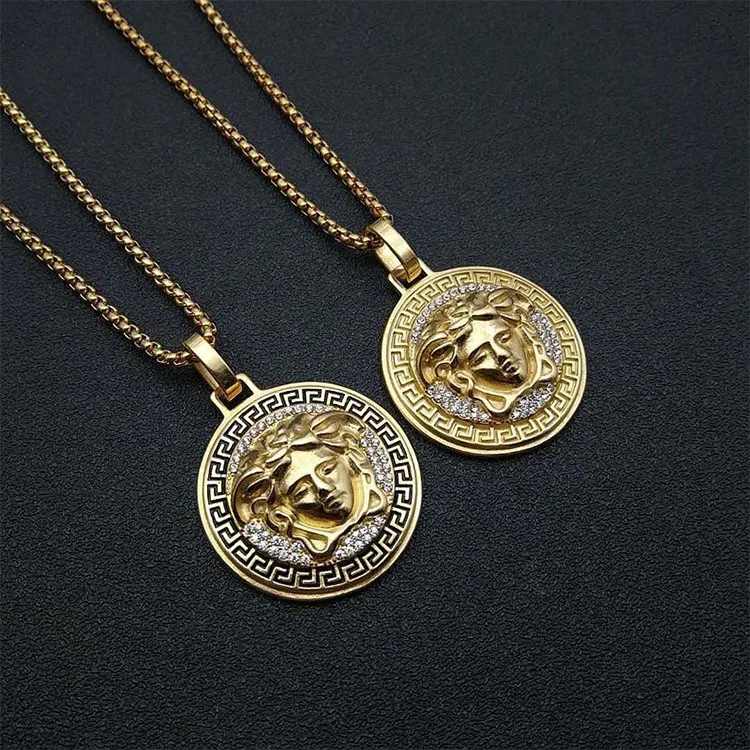 

Wholesale Hip Hop Popular Charm Pendant Necklace Stainless Steel Gold Plated Necklace, Picture show