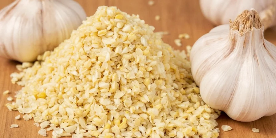 Close-up of ground garlic powder