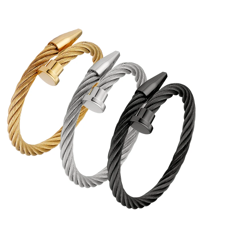 

European And American Stainless Steel Cable Men Cross Nail Bracelet Bracelet