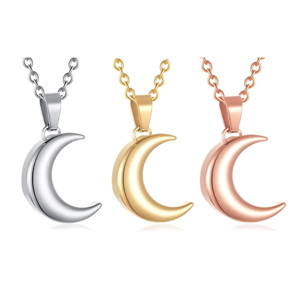 

Stainless Steel Gold Plated Moon Style Urn Necklaces for Ashes Necklace Cremation Jewelry Keepsake Memorial Necklace