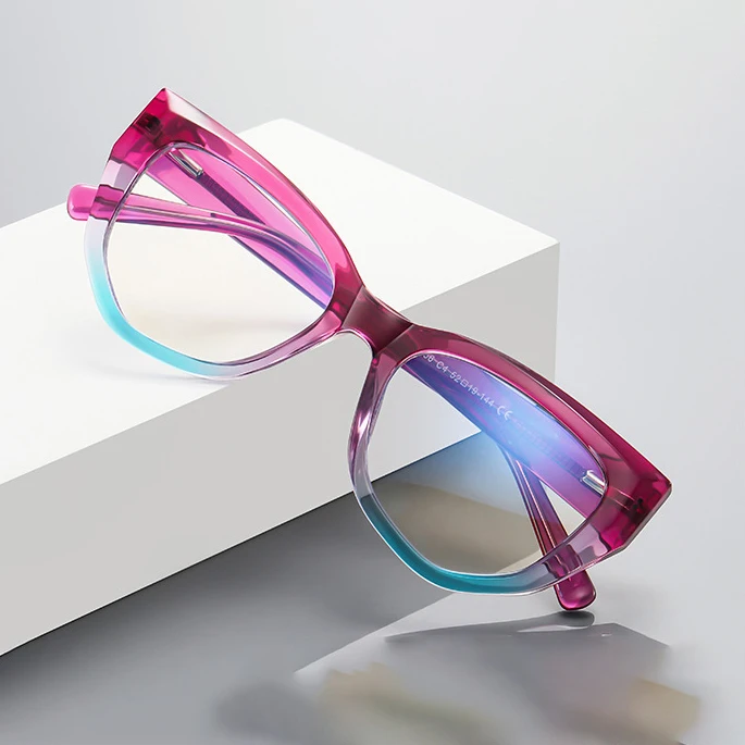 

2023 Newest Fashion Men Women Optical Glasses Anti Blue Light Spectacle Frames TR90 Cat Eye Thick Frame Optical Glasses