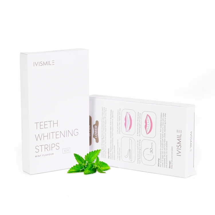 

IVISMILE Professional Grade Natural Enamel Safe Non Sensitive Gel Wholesale Teeth Whitening Strips Mint, White/black