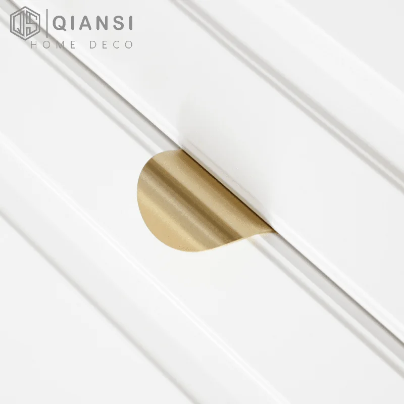 

Qiansi HK0059 Nordic Furniture Handles Knobs Satin Solid Brass Bedroom Door Wardrobe Drawer Knob Cabinet Handle and Pulls