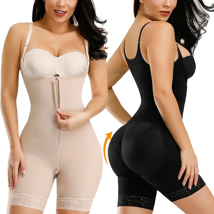 

HEXIN Oem Factories Waist Tummy Shapers Adjustable Strap With Zipper Slimming lace full body shaper shapewear