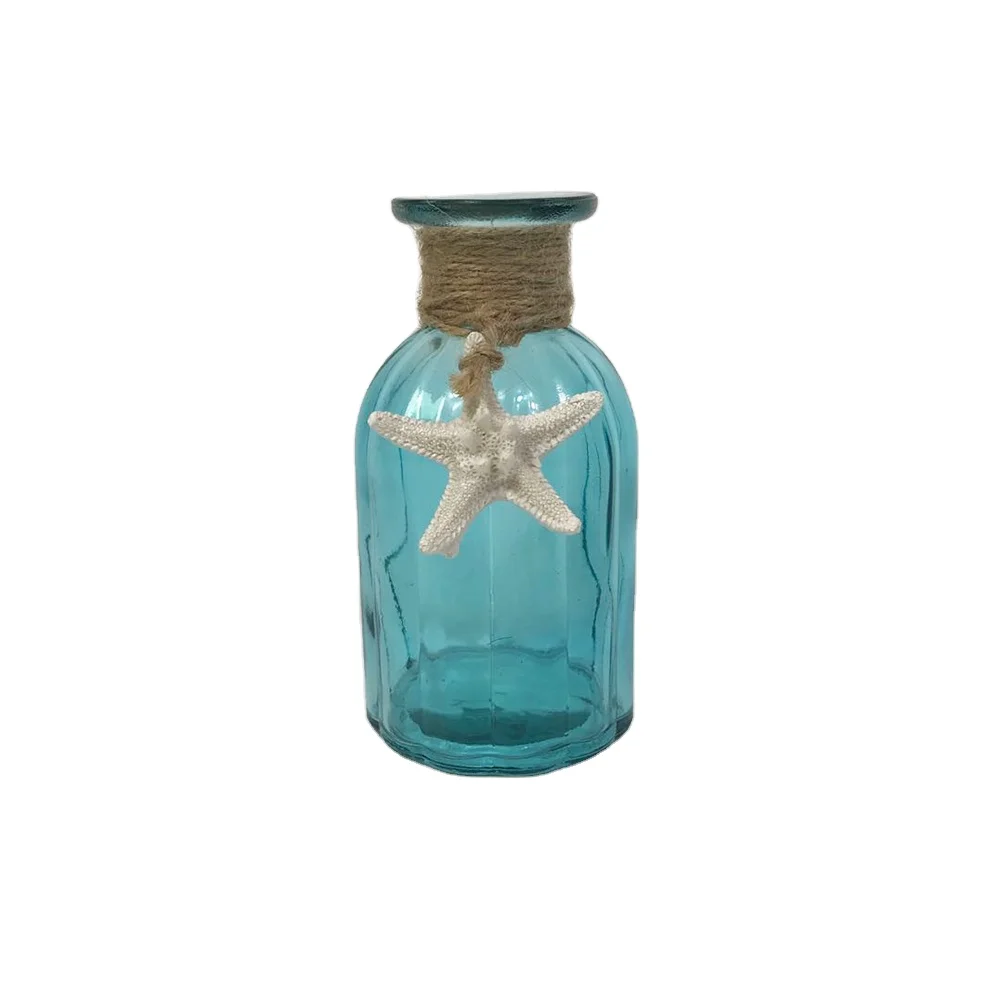 

Exclusive Design Sea and Ocean Element Creative Modern Blue Starfish Hanging Decoration Flower Glass Vase Home Wedding Decor