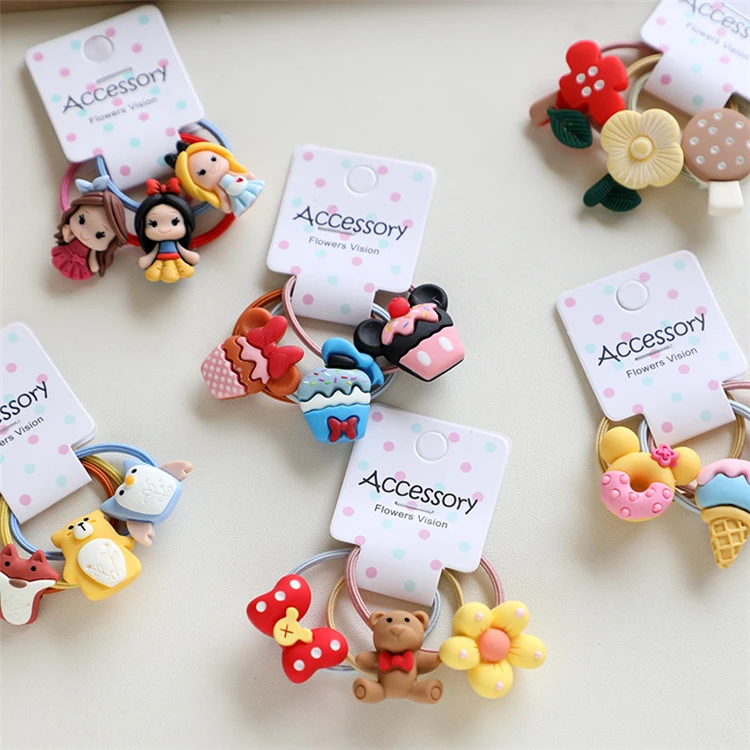 3PCS Cartoon Clouds Rainbows Princess Headwear Kids Elastic Hair Bands Children Tie Girls Accessories