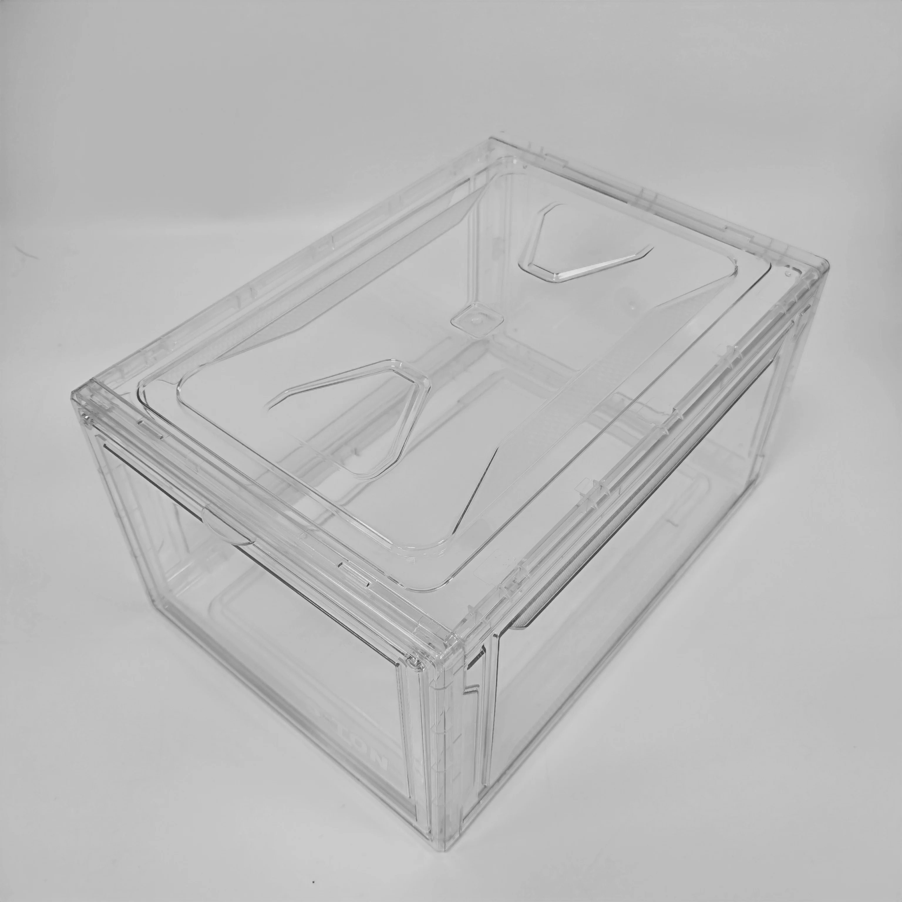 

Loonde factory sneakers acrylic transparent storage box stackable plastic shoes storage box basketball shoes collection box, Black,white,transparent