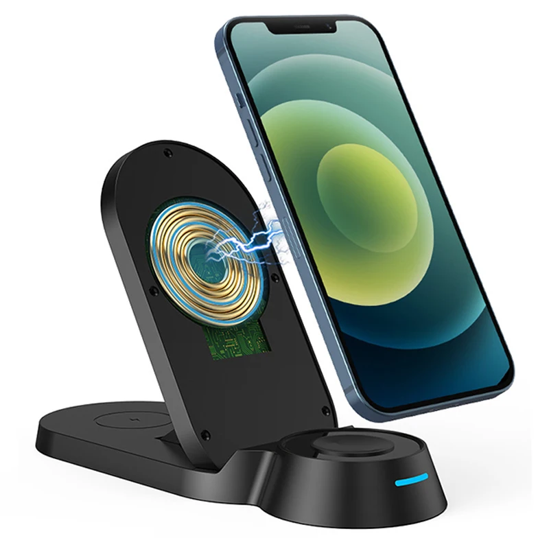 

2 In 1 Portable Phone Charging Stand Magnetic Holder Fast Qi Wireless Charger H22