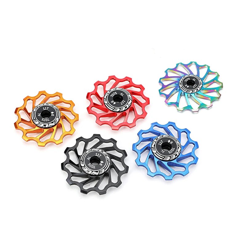 

Bike Spare Parts 11T 13T Rear Derailleur Pulley Aluminum Alloy Guide Pulley Bicycle Guide Roller Wheel, Black red blue green purple gold silver rose red