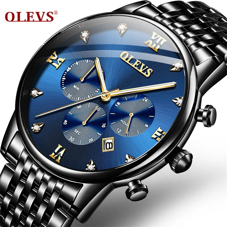 

OLEVS 2868 Mens Watches Chronograph Quartz Watches Full Steel Strap Luminous Waterproof Male Wristwatch Relogio Masculino Gift