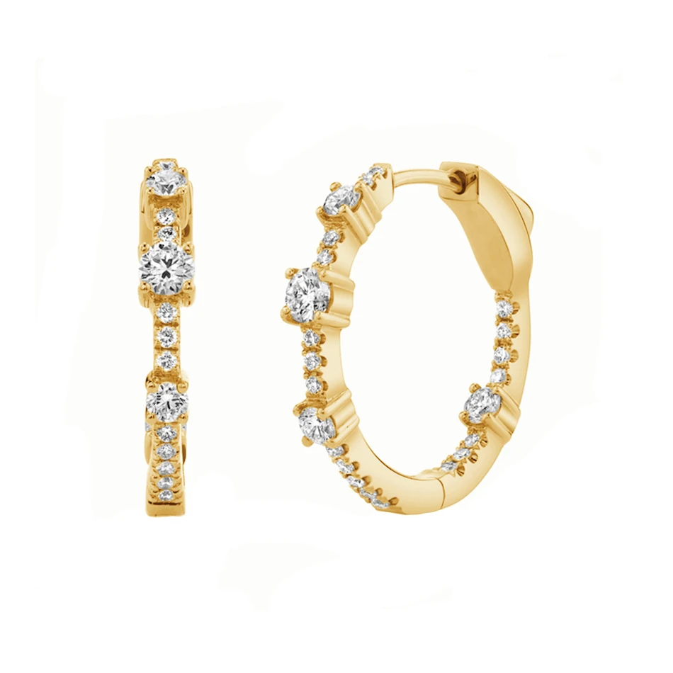 

18k gold plated jewelry manufacturers high quality 925 sterling silver medium diamond collins hoops earrings